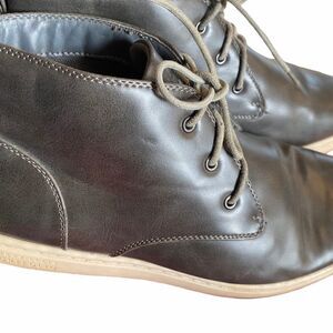 Perry Ellis Portfolio Mens Ankle Boots Sz 11.5 Charcoal Gray Leather “Demi Hi”